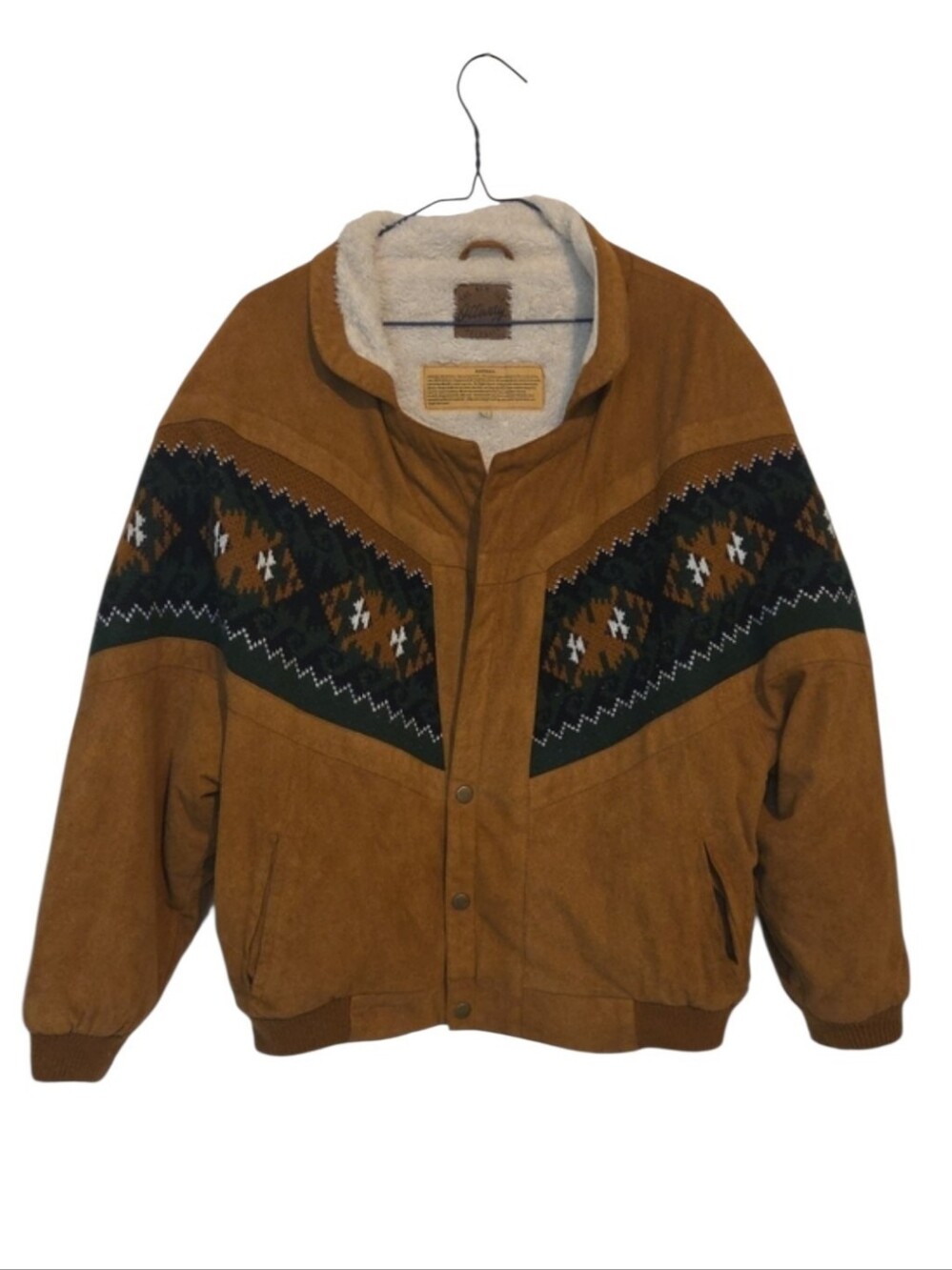 Ottway The Label The Rarebird Suede Sherpa Jacket Brown Aztec Western